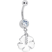 Load image into Gallery viewer, White Cubic Zirconia Poppy Flower Belly Ring
