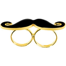 Load image into Gallery viewer, Black Mustache Double Finger Ring
