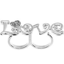 Load image into Gallery viewer, Gun Metal Color Love Heart Double Finger Ring
