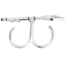 Load image into Gallery viewer, Silver Tone Crystalline Heart Shaped Skeleton Key Double Finger Ring
