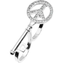 Load image into Gallery viewer, Silver Tone Peace Sign Shaped Key Double Finger Ring
