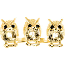 Load image into Gallery viewer, Gold Tone Owl Trio Double Finger Ring

