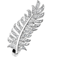 Load image into Gallery viewer, Silver Tone Crystalline Feather Double Finger Ring
