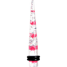 Load image into Gallery viewer, Clear Acrylic Glitter Pink Heart Confetti Taper 8G to 16mm
