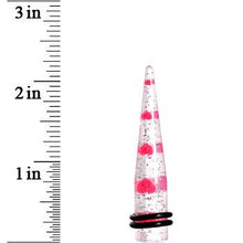 Load image into Gallery viewer, Clear Acrylic Glitter Pink Heart Confetti Taper 8G to 16mm
