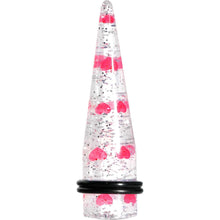 Load image into Gallery viewer, Clear Acrylic Glitter Pink Heart Confetti Taper 8G to 16mm
