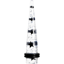 Load image into Gallery viewer, 00G Clear Acrylic Glitter Black Star Confetti Taper
