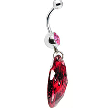 Load image into Gallery viewer, Pink Gem Paradise Feather Oval Dangle Belly Ring
