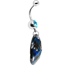 Load image into Gallery viewer, Blue Gem Paradise Feather Oval Dangle Belly Ring
