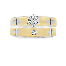 Load image into Gallery viewer, Diamond Engagement Ring Set Sterling Silver 14KT Gold
