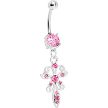 Load image into Gallery viewer, Pink Gem Filigree Carrier Butterfly Belly Ring
