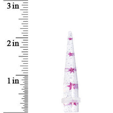Load image into Gallery viewer, 00G Clear Acrylic Glitter Purple Star Confetti Taper
