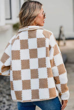 Load image into Gallery viewer, Elegant Checkered Snap Down Long Sleeve Teddy Jacket Soft &amp; Warm Colorful Jacket
