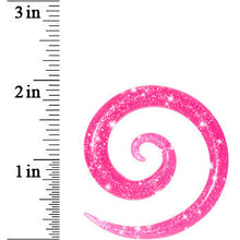 Load image into Gallery viewer, 0G Hot Pink Acrylic Glitter Spiral Taper
