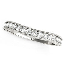 Load image into Gallery viewer, 14k White Gold Bead Border Curved Diamond Wedding Ring (1/4 cttw)
