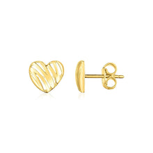 Load image into Gallery viewer, 14K Yellow Gold High Polish Scribble Heart Stud Earrings
