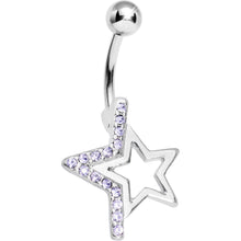 Load image into Gallery viewer, Lavender Gem Super Star Punch Out Belly Ring
