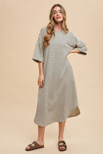 Load image into Gallery viewer, Striped Round Neck Midi Dress Soft &amp; Stylish Classic Design Long Dress
