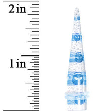 Load image into Gallery viewer, 0G Clear Acrylic Glitter Blue Skull Confetti Taper
