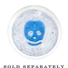 Load image into Gallery viewer, 00G Clear Acrylic Glitter Blue Skull Confetti Taper
