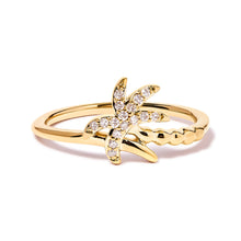 Load image into Gallery viewer, 10K Yellow Gold 1/10 Cttw Diamond  Palm Tree Statement Ring (H-I Color, I1-I2 Clarity) - Ring Size 7
