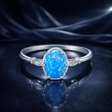Load image into Gallery viewer, 925 Sterling Silver Opal Rings in Size 6.0 with Pave Setting &amp; Plated White Gold for Women
