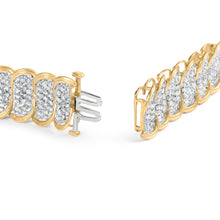 Load image into Gallery viewer, 10k Yellow Gold 5.00 Cttw Diamond Oval Banded Link Bracelet (I-J Color, I1-I2 Clarity) - 7" Inches
