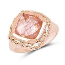 Load image into Gallery viewer, 14K Rose Gold Plated 3.25 Carat Genuine Pink Rutile .925 Sterling Silver Ring
