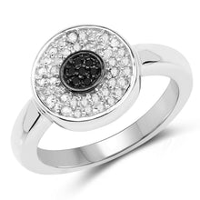 Load image into Gallery viewer, 0.20 Carat Genuine Black Diamond and White Diamond .925 Sterling Silver Ring
