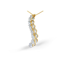 Load image into Gallery viewer, AGS Certified 14k Yellow Gold 3.0 Cttw Baguette and Brilliant Round-Cut Diamond Journey 18" Pendant Necklace (G-H Color, I1-I2 Clarity)
