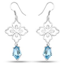Load image into Gallery viewer, 12.14 Carat Genuine Swiss Blue Topaz .925 Sterling Silver Earrings
