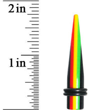Load image into Gallery viewer, 0G Acrylic Rasta Stripes Straight Taper
