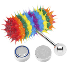 Load image into Gallery viewer, Rainbow Stripe Siicone Spike Thrasher LIX Vibrating Tongue Ring
