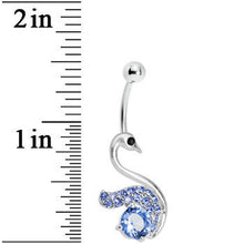 Load image into Gallery viewer, Blue Gem Graceful Paved Swan Belly Ring
