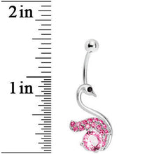 Load image into Gallery viewer, Pink Gem Graceful Paved Swan Belly Ring
