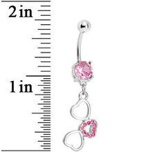 Load image into Gallery viewer, Pale Pink Gem Flowing Hearts Belly Ring
