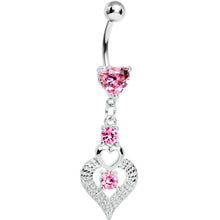 Load image into Gallery viewer, Pink Gem Lavish Heart Drops Belly Ring
