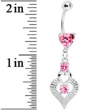 Load image into Gallery viewer, Pink Gem Lavish Heart Drops Belly Ring
