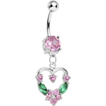 Load image into Gallery viewer, Pale Pink Gem Heart Wreath Belly Ring
