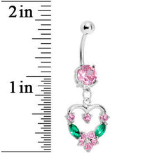 Load image into Gallery viewer, Pale Pink Gem Heart Wreath Belly Ring
