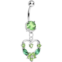 Load image into Gallery viewer, Peridot Gem Heart Wreath Belly Ring
