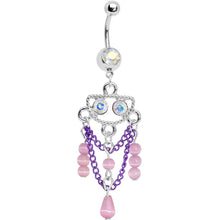 Load image into Gallery viewer, Aurora Gem Purple Chain Dangle Chandelier Belly Ring

