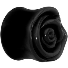 Load image into Gallery viewer, 7/8 Black Rose Flower Acrylic Saddle Plug
