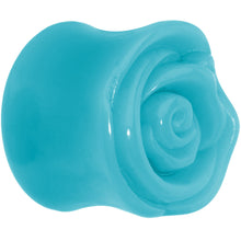Load image into Gallery viewer, 9/16 Blue Rose Flower Acrylic Saddle Plug
