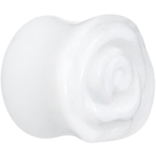 Load image into Gallery viewer, 20mm White Rose Flower Acrylic Saddle Plug
