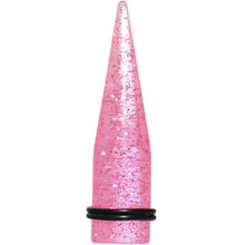 Load image into Gallery viewer, 5/8 Pink Acrylic Silver Glitter Taper
