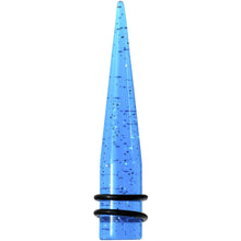 Load image into Gallery viewer, 1/2 Blue Acrylic Silver Glitter Taper
