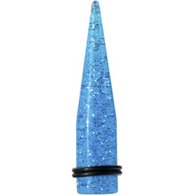 Load image into Gallery viewer, 9/16 Blue Acrylic Silver Glitter Taper
