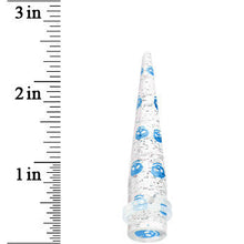 Load image into Gallery viewer, 1/2 Clear Acrylic Glitter Blue Skull Confetti Taper
