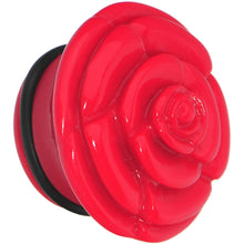 Load image into Gallery viewer, 7/8 Red Blooming Rose Flower Single Flare Plug
